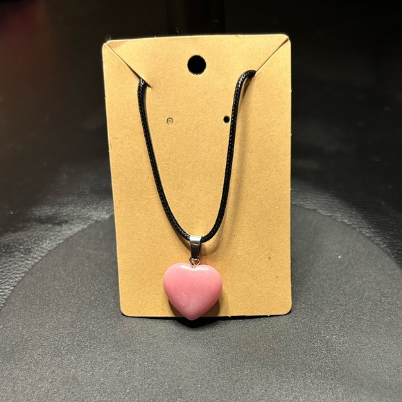 Jewelry - B3G1 Handmade Pink Heart Cord Necklace